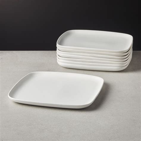 Crisp Matte White Square Dinner Plates Set of 8 | CB2 Canada