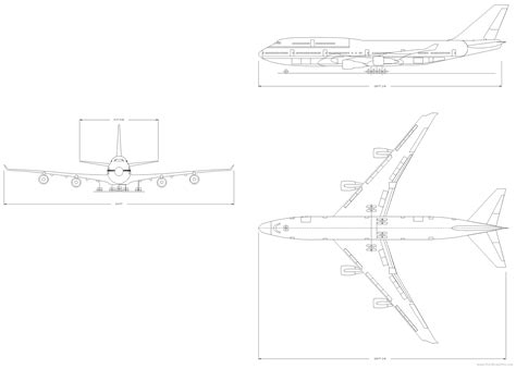 Boeing 747-400 blueprints free - Outlines