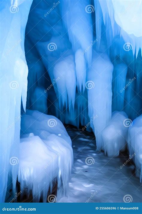 Ice cave background stock illustration. Illustration of landscape - 255606596