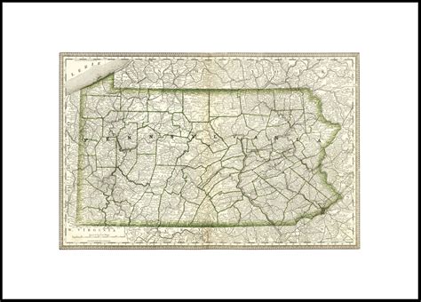 Historical map of Pennsylvania around 1882 reprint of the | Etsy