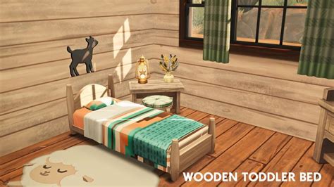 WOODEN TODDLER BED | xSavannahx987 in 2024 | Wooden toddler bed, Sims 4 toddler, Toddler bed