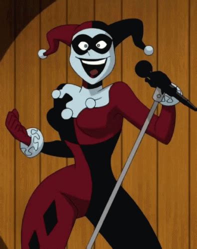 an animated image of a woman dressed as harley