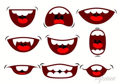 Vector illustrations of cartoon mouth expressions posters for the wall • posters sorrowful ...