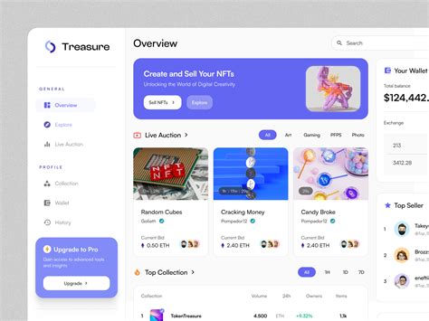 Treasure - NFT Dashboard Marketplace by Dylan Hidaytama I for SLAB Design Studio on Dribbble