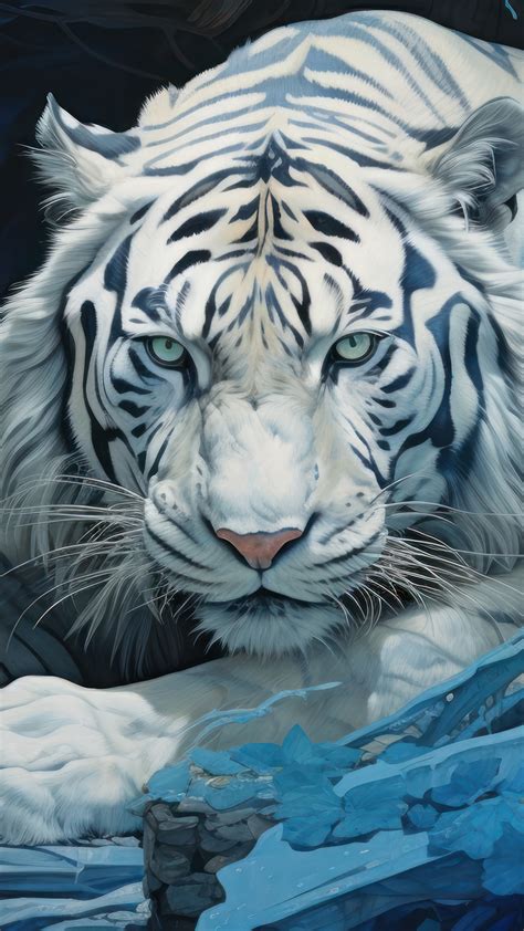 White Tiger Art 4K #6961l Wallpaper iPhone Phone