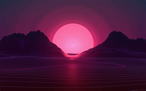 🔥 Free Download Sunset 4k Pink Sun Abstract Landscape Neon Lights Art by @kyork | WallpaperSafari