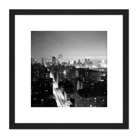 New York Night City Streets Vintage Photo 8X8 Inch Square Wooden Framed Wall Art Print Picture ...