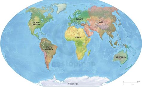 Vector Map World Relief Continents Political | One Stop Map