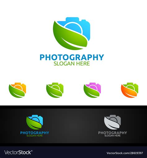 Nature camera photography logo Royalty Free Vector Image