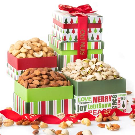 Holiday Gourmet Nuts Gift Tower • Holiday Nut Gift Baskets • Holiday Gifts & Christmas Candy ...