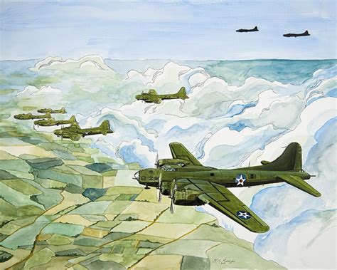 B17 Flying Fortress Painting 8x10 Watercolor - Etsy