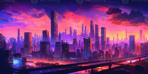 Aesthetic city synthwave wallpaper with a cool and vibrant neon design ...