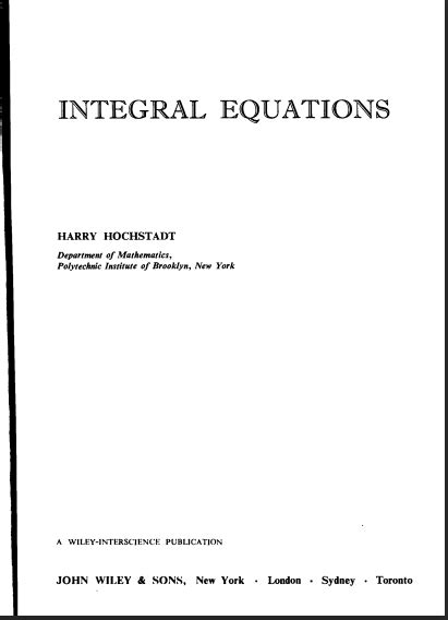 Solutions for Integral equations 1st by Harry Hochstadt | Book solutions | Numerade