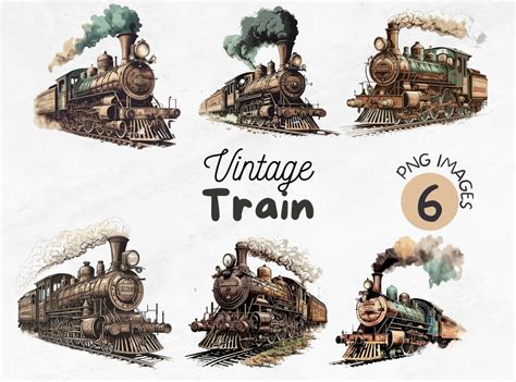 Vintage Train PNG Steam Train Clipart Steam Locomotive Clipart Train Clipart Old Train ...