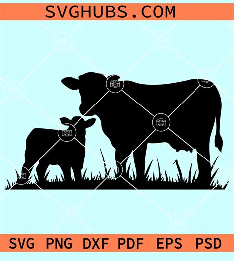 Cow with calf SVG, Cow calf pair SVG, Cow Svg, Cow Baby Svg, Calf Svg