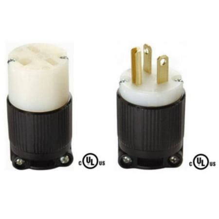 NEMA 6-15 Plug and Connector Set - Rated for 15A, 250V, 3-Wire, 2 Pole ...