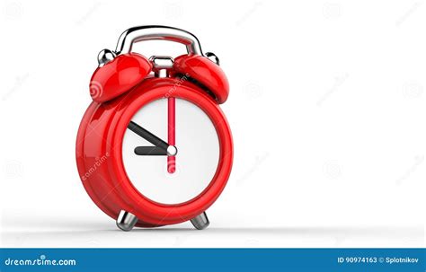 Cartoon Red Alarm Clock. 3d Illustration, Isolated On White Background. Stock Illustration ...