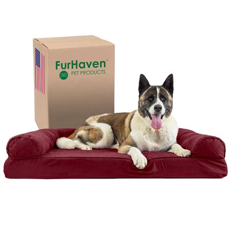 Furhaven Memory Foam Dog Bed for Large Dogs w/ Removable Bolsters & Washable Cover, For Dogs Up ...