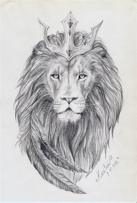 Realistic lion king in crown tattoo design by Miraelfae - Tattooimages.biz