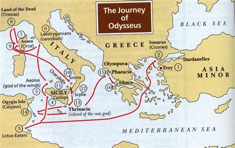 Map Of The Journey Of Odysseus