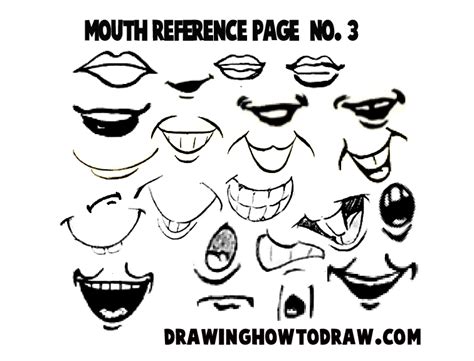 Drawing Cartoon & Illustrated Mouths & Lips Reference Sheets - How to Draw Step by Step Drawing ...