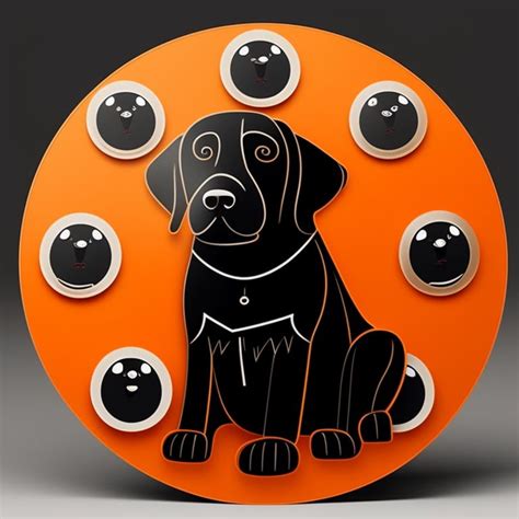 same-eland518: a funny black labrador retriever, fun, whimsical, big eyes, orange dog toys for ...