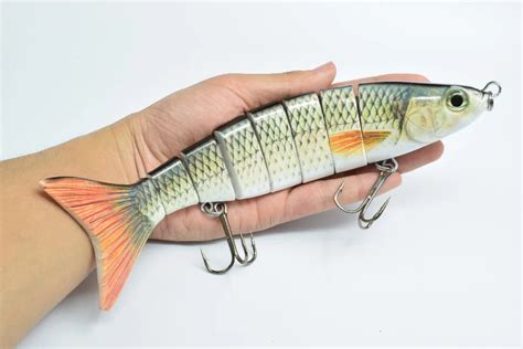 8 section 10inch/25cm fishing lure swimbait lure herring hard lure bait fishing tools 3D eyes ...