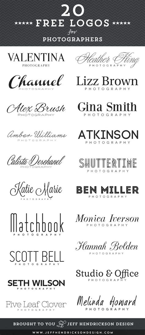 20 Free Logos for Photographers | Photography logo design, Typography fonts, Photography logos