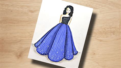 How to draw a beautiful girl with beautiful dress | Fashion illustration easy drawing - YouTube