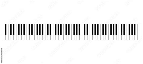 Grand piano keyboard layout with 88 keys. 52 white and 36 black keys, 7 full octaves. Set of ...