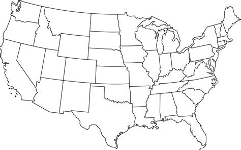 Outline Map Of The Usa With State Names