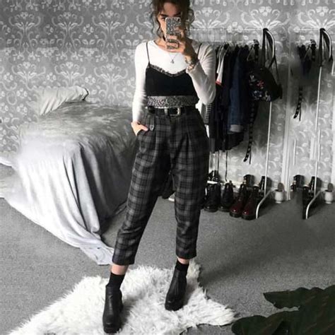 Buy Grunge High Waist Plaid Pants - Grunge Clothing Store