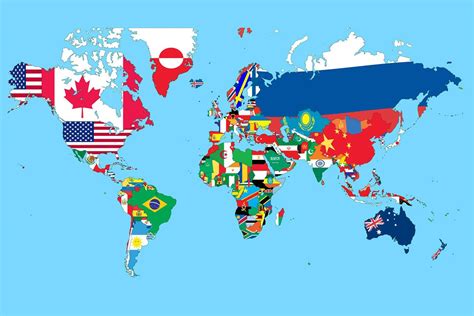 Flags Of Countries On World Map Powerpoint Template Imaginelayout Com - Riset