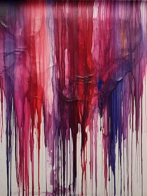 Premium AI Image | A painting of a purple and red paint drips.