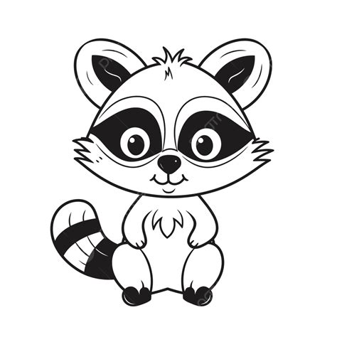 Cartoon Cute Raccoon Coloring Page Printable To Print Outline Sketch Drawing Vector, Cute ...