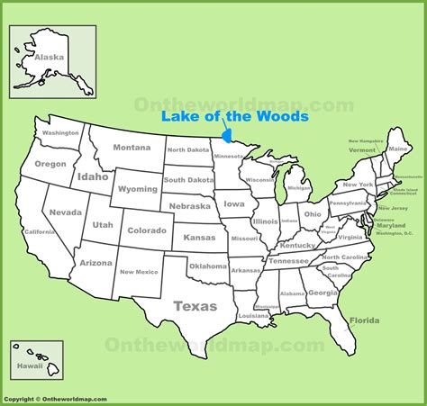 Lake of the Woods location on the U.S. Map - Ontheworldmap.com