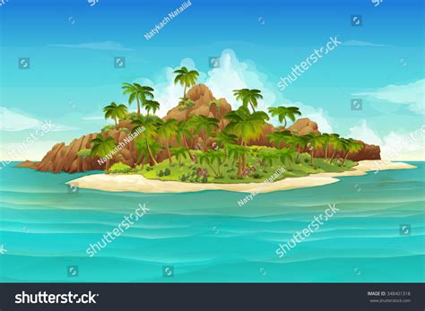 Tropical Island, Vector Background - 348401318 : Shutterstock