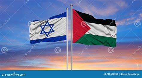 Palestine Vs Israel, Israeli Smoke Flags Placed Side By Side. Thick Colored Silky Smoke Flags Of ...