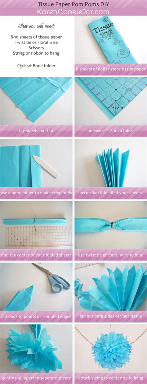 How to make tissue paper pom poms - Karen Cookie Jar