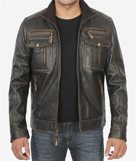 Men's Distressed Brown Leather Jacket | Motorcycle Style