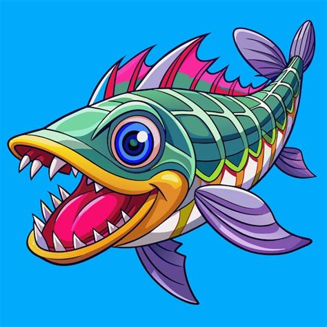 Premium Vector | A drawing of a fish with the eyes open and the bottom half of it has a fish in it