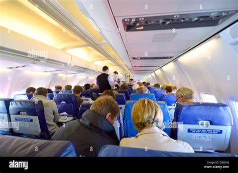 Inside a Boeing 737-300 aircraft operated by BMI Baby Stock Photo - Alamy