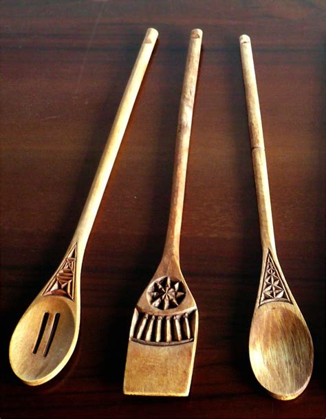 Three Hand Carved Decorative Wooden Spoons assorted wood | Etsy | Wood carving patterns, Wooden ...