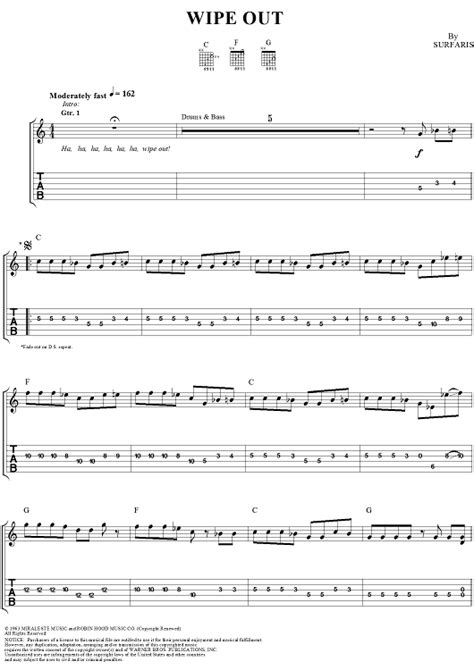 Wipe Out | Guitar tabs songs, Guitar sheet music, Guitar tabs