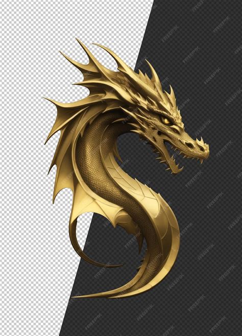 Premium PSD | Solid gold dragon statue iconic