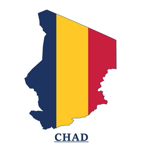 Chad National Flag Map Design, Illustration Of Chad Country Flag Inside ...