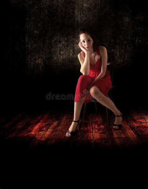 Alone girl in dark place stock photo. Image of long, caucasian - 28199494