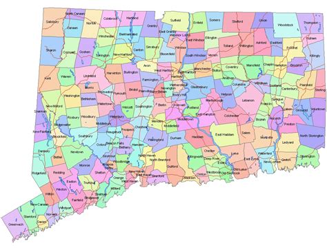 Detailed administrative map of Connecticut state | Connecticut state | USA | Maps of the USA ...