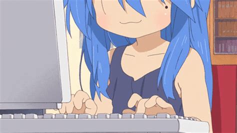 Anime Student Doing Fast Typing GIF | GIFDB.com