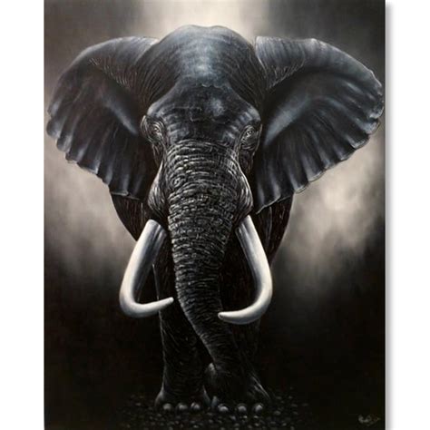 Best Elephant Art Black and White Painting with Trunk